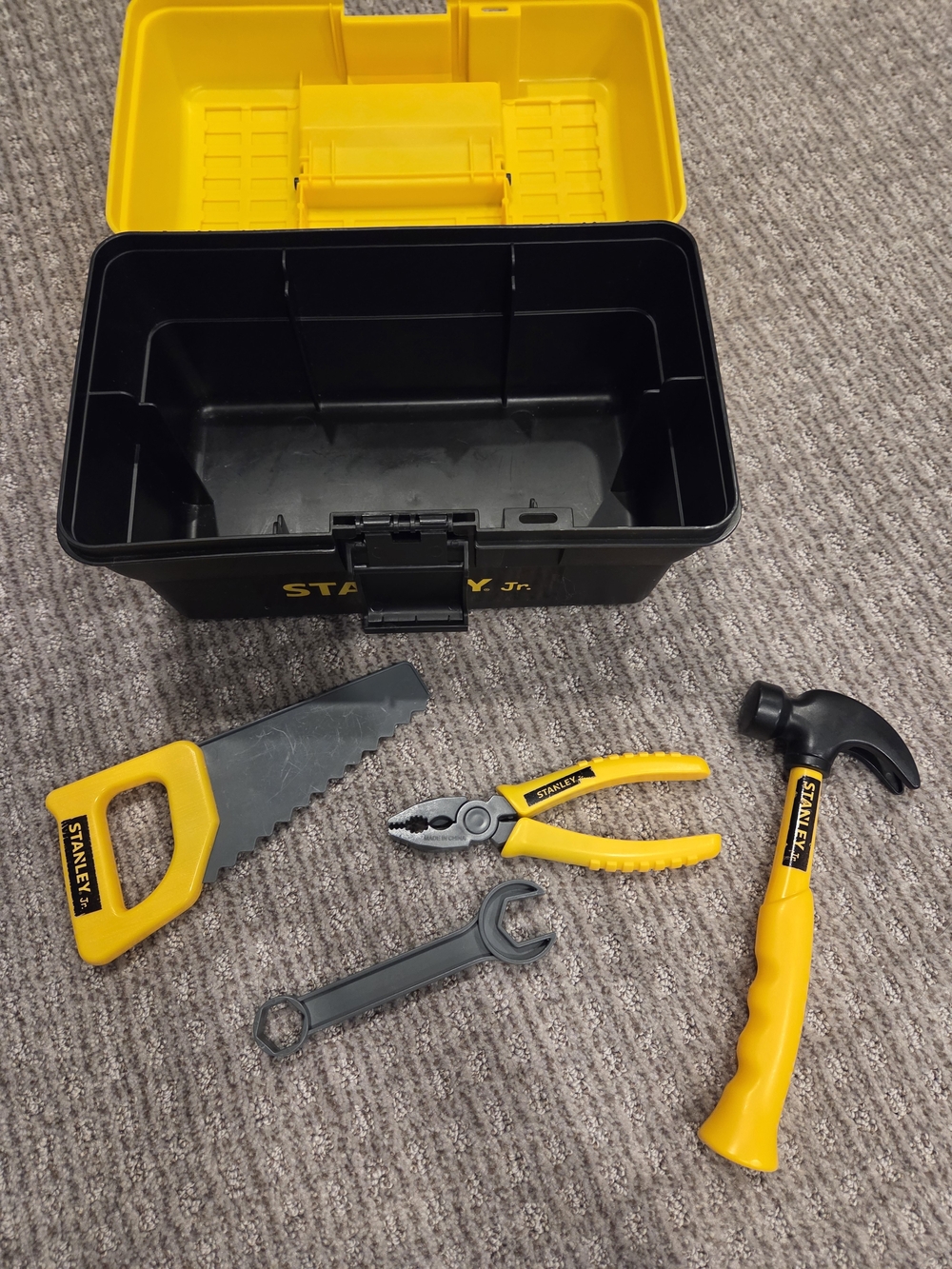 2 For $10 - Stanley Jr Kids Toy Toolbox 4 Piece Plastic Tool Set PreOwned